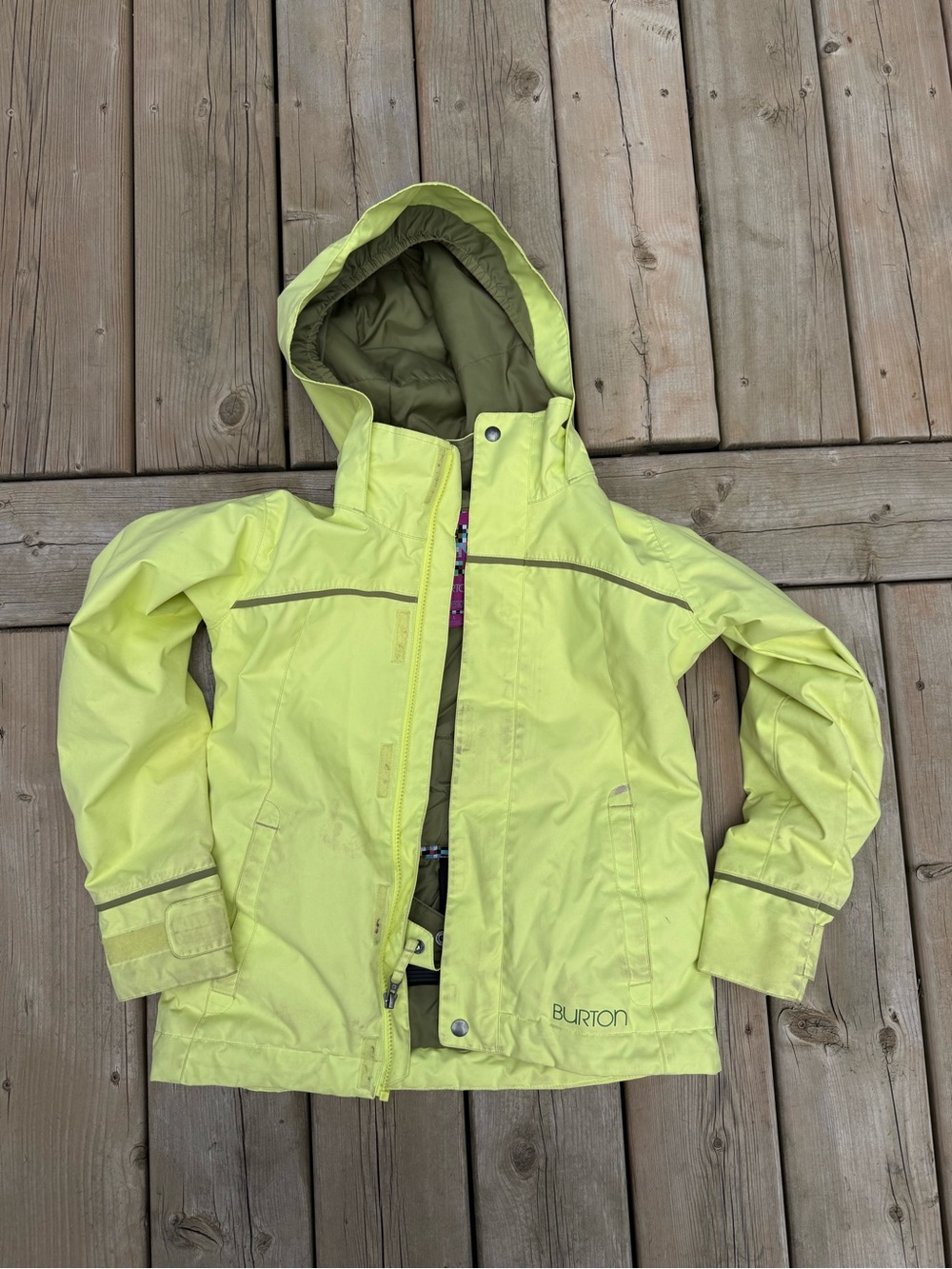 Burton Kids Lime Yellow Hooded Rain Jacket